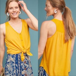 Anthropologie sojourn yellow button down tank NWT